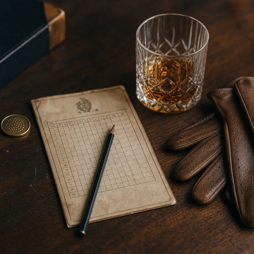 Antique scorecard on a walnut table (AI-generated image)
